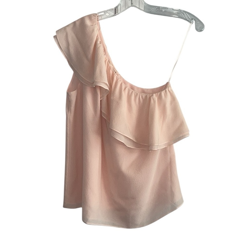 Rebecca Taylor Asymmetric One Shoulder Silk Ruffle Blouse Size 4 NWT - Picture 3 of 8